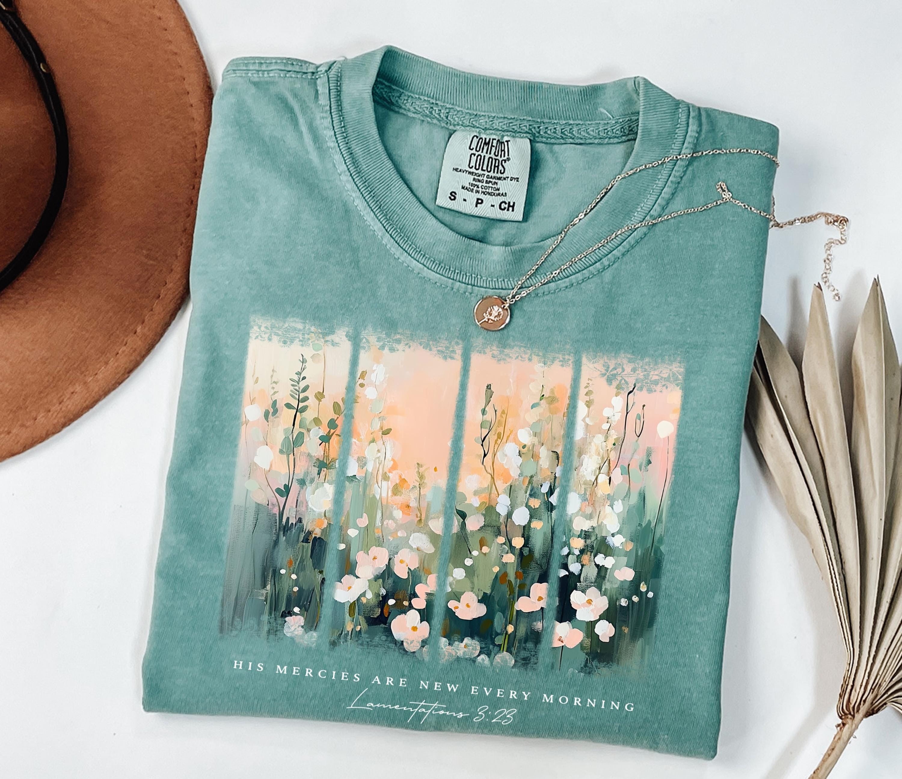 Comfort Colors® Christian Shirt His Mercies Are New Every Morning Bible Verse Shirt Religious Women Gift Faith Christian Floral Jesus Shirt